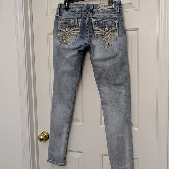 Rock Revival Women's Distressed Blue Skinny Jeans Size 30 - Picture 6 of 15